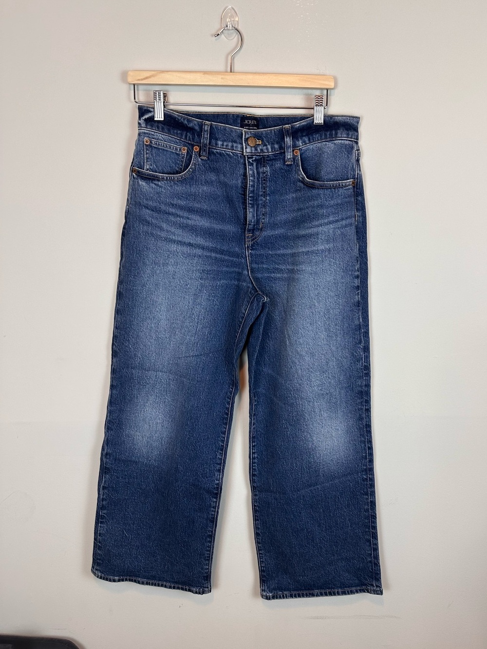 J.Crew Wide Leg Crop Jeans High Rise Medium Wash Blue Size 29 CL188